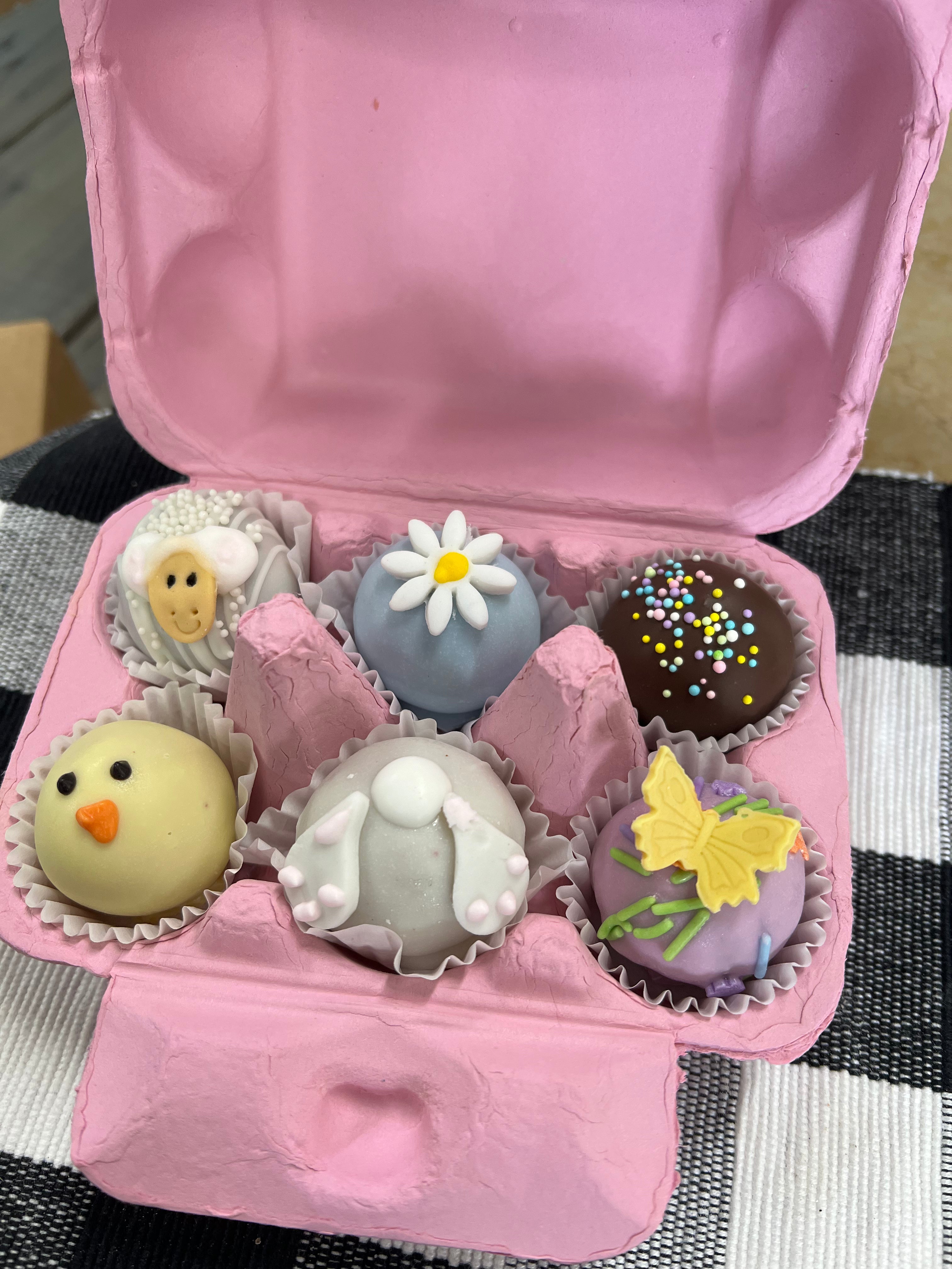 Easter egg carton cake balls Buttermilk Bakery & Pie Shop