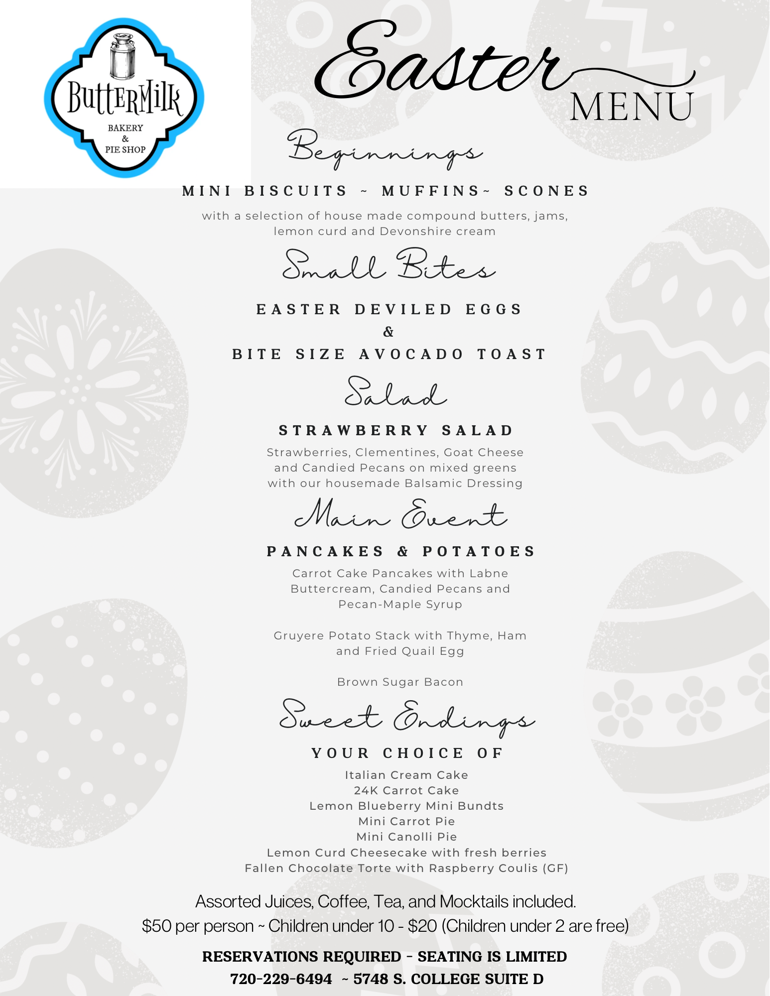 Easter Brunch Buttermilk Bakery & Pie Shop